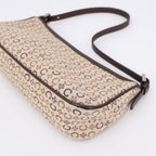 Celine C Macadam Handbag Canvas Leather Beige