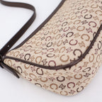 Celine C Macadam Handbag Canvas Leather Beige