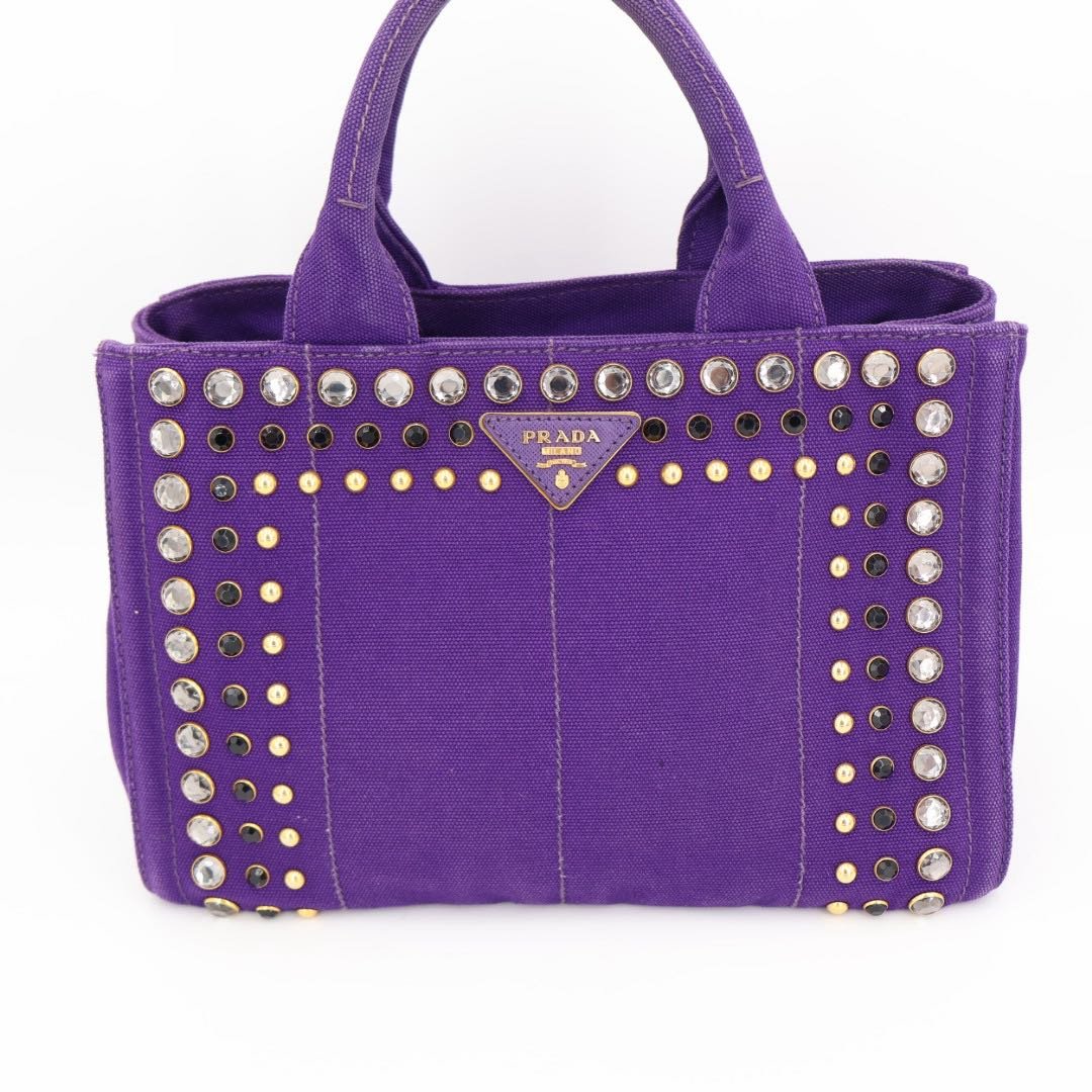 Prada Canapa 2-Way Handbag With Bijou
