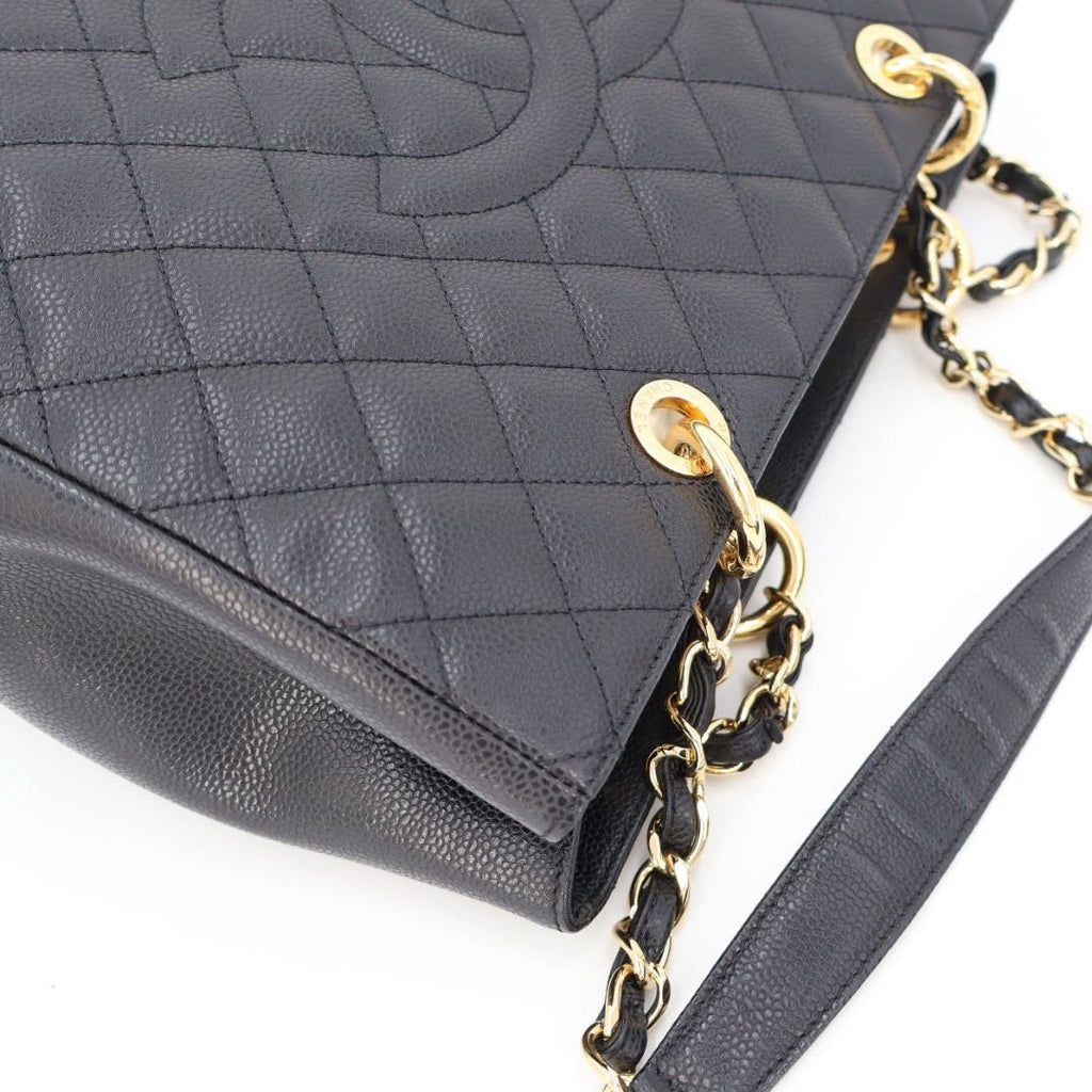 Chanel Quilted Grand Shopping Tote Bag GST Leather Black