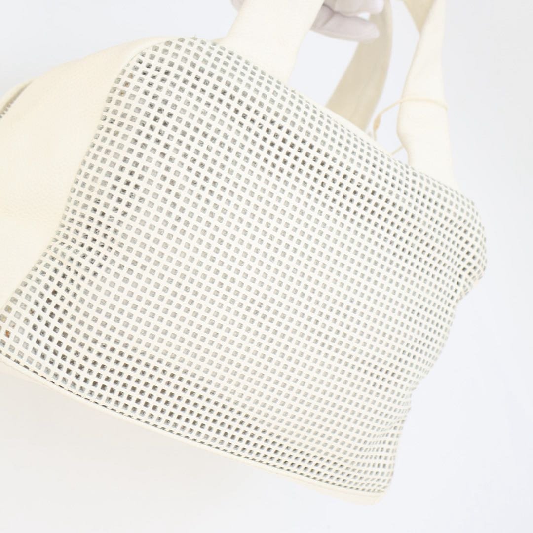 Chanel Perforated Handbag White Mini