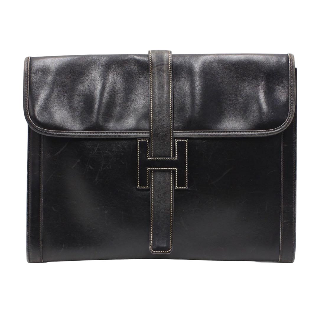 Hermes Gigier GM Box Calf Clutch