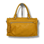 Loewe 2-Way Shoulder Bag Handbag Tassel Charm Fringe Anagram Logo Yellow Silver — view 2