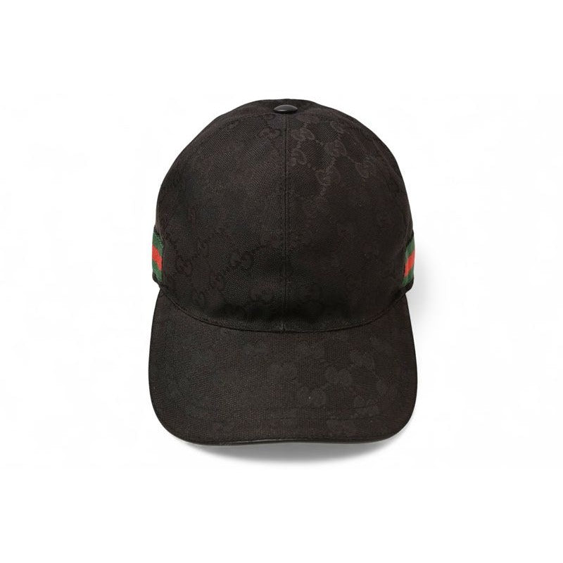 Gucci Baseball Cap Hat GG Black Red Green Kqwbg 1060 Size M 59 cm — view 2