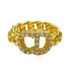 Christian Dior Ring Accessories Jewelry Small CD Logo GP Rhinestone
