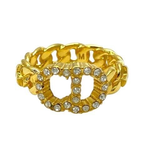 Christian Dior Ring Accessories Jewelry Small CD Logo GP Rhinestone