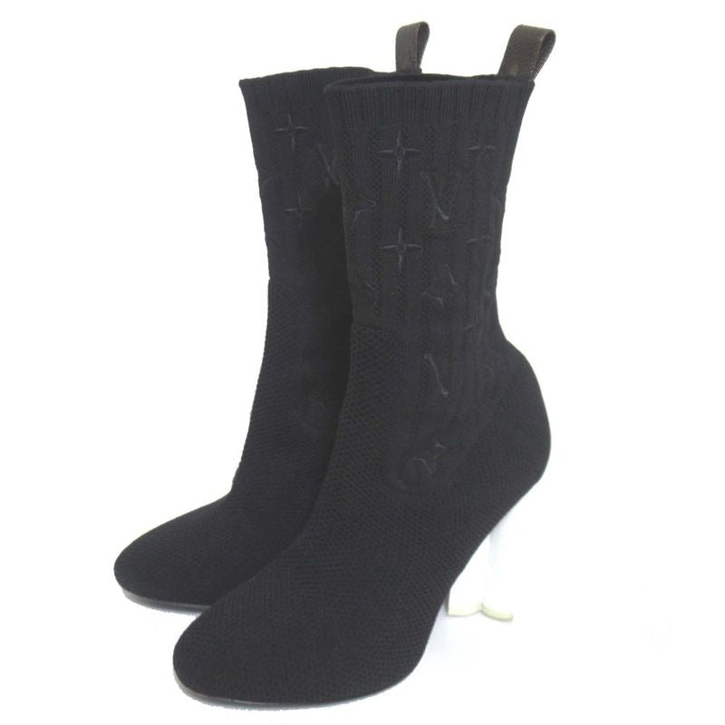 Louis Vuitton Silhouette Line Knit Ankle Boots Short Size 34