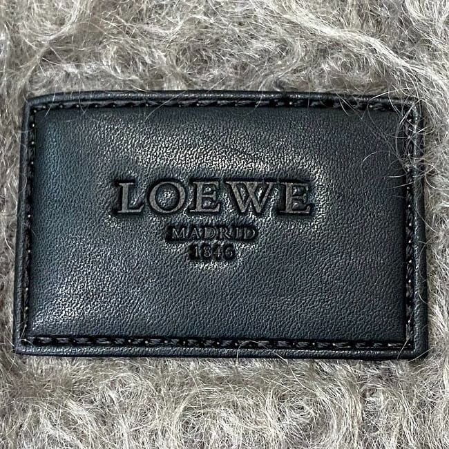 Loewe Scarf Gray Mohair Wool Leather — view 5
