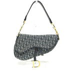 Christian Dior Trotter Oblique Saddle Bag Canvas Leather Navy