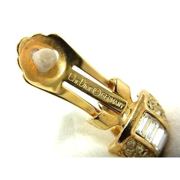 Christian Dior Accessories Earrings Goldish & Greenish Metal Rhinestones — view 2
