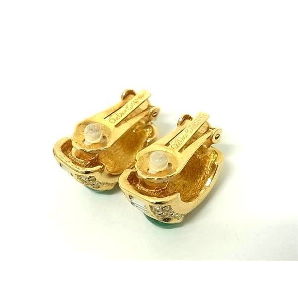 Christian Dior Accessories Earrings Goldish & Greenish Metal Rhinestones — view 3