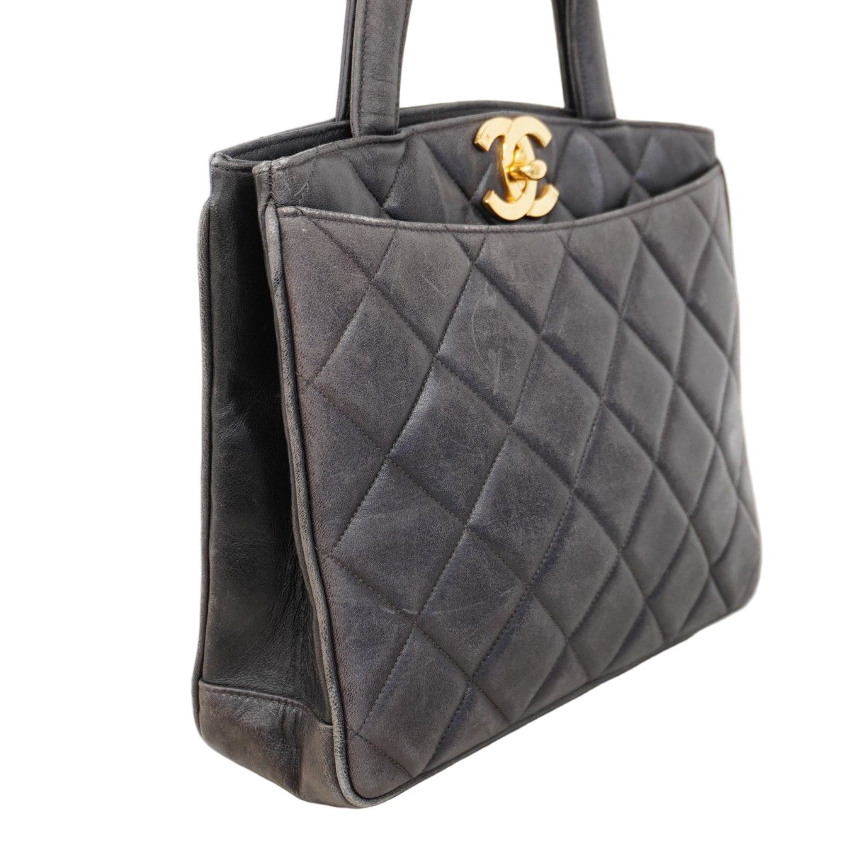 Chanel Handbag Quilted Jumbo CC Logo Lambskin Black Gold — view 2