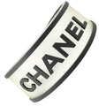 Chanel Logo Rubber Black White Bracelet Silver