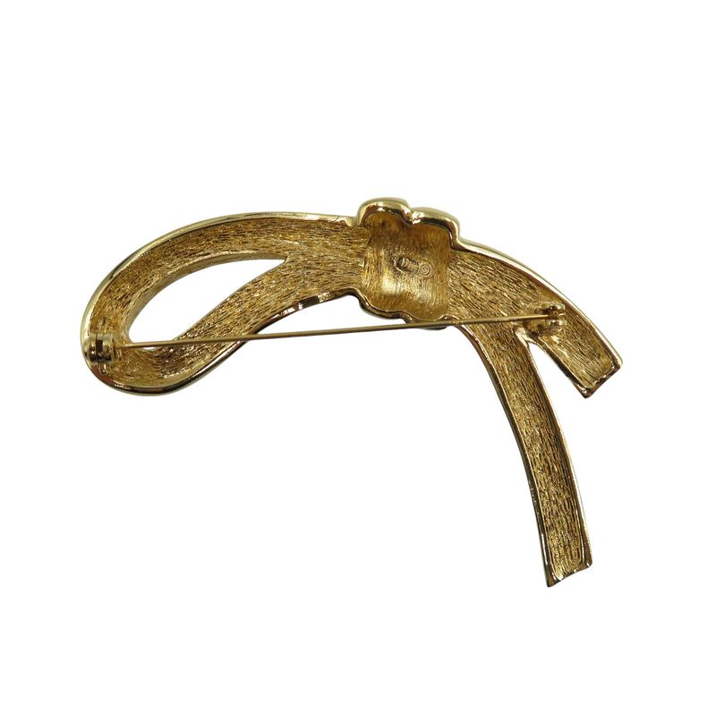 Christian Dior Vintage Ribbon Metal Gold Brooch 1123 — view 3