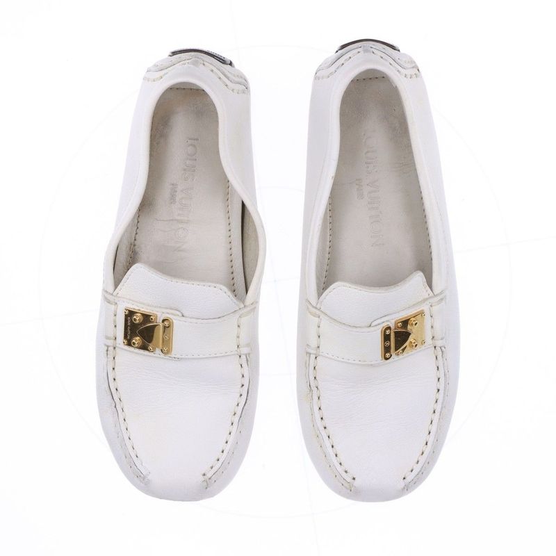Louis Vuitton 02 Monte Carlo Leather Driving Shoes 34 Td0052 White — view 8