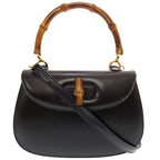 Gucci Bamboo Leather Navy 000 2046 0188 2-Way Handbag 0184
