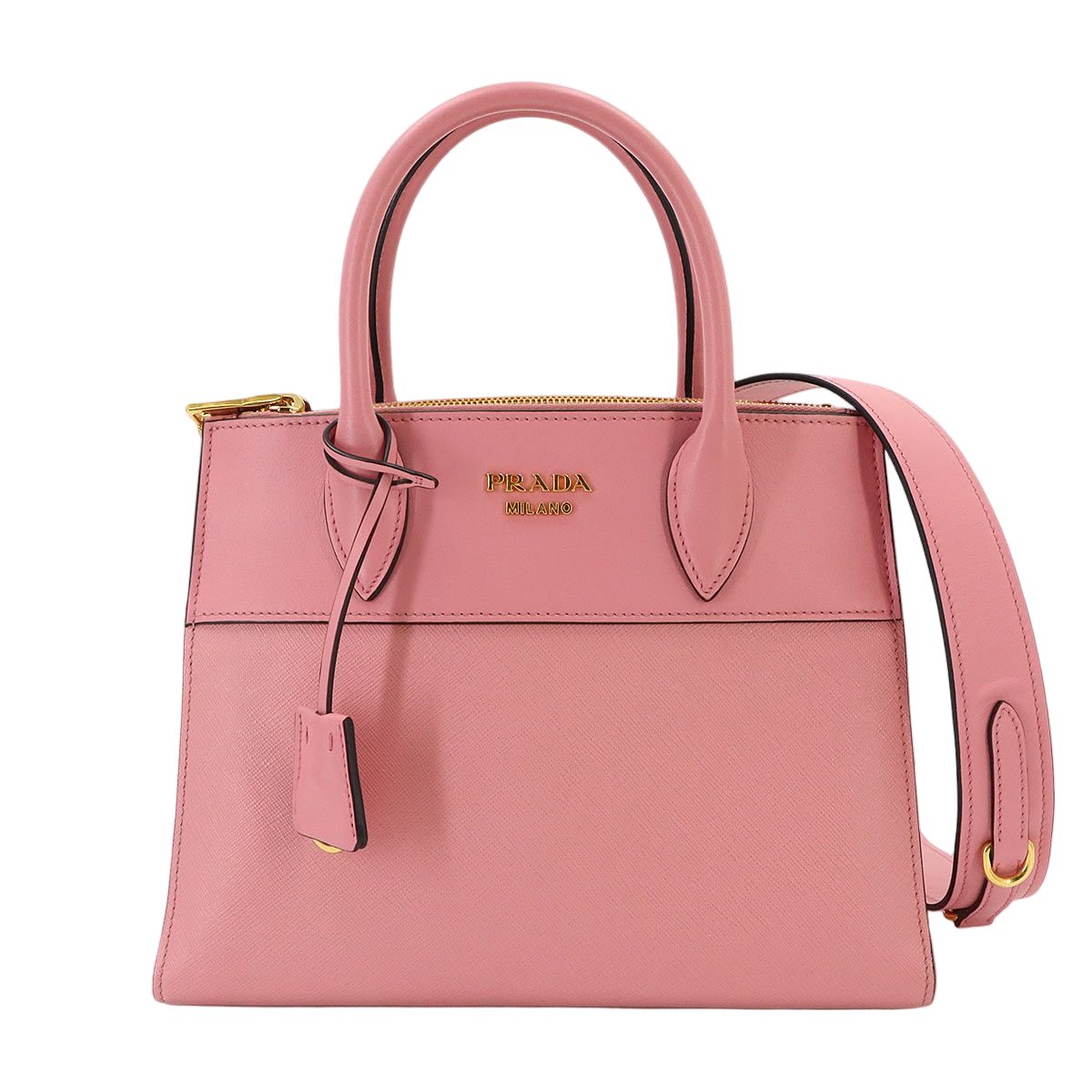 Prada Saffiano 2-Way Bag Leather Pink Gold