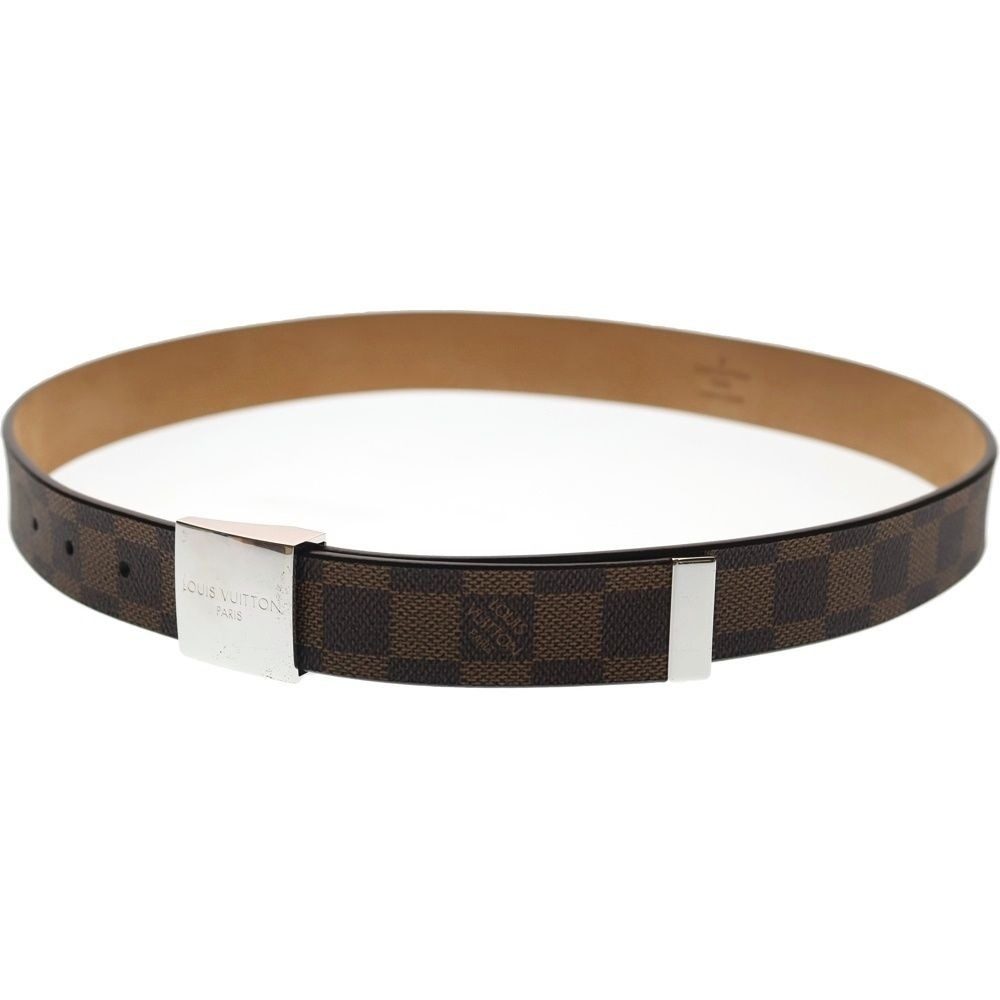 Louis Vuitton Damier Ceinture Carre Belt Brown Silver