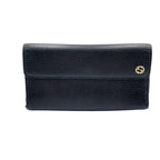 Gucci Interlocking Trifold Leather Black Wallet Gold