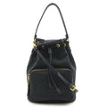 Prada Logo Jacquard Bucket Bag Drawstring 2-Way Canvas