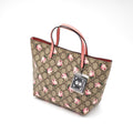 Gucci Flower Tote Bag Floral Pattern Rose Beige Pink