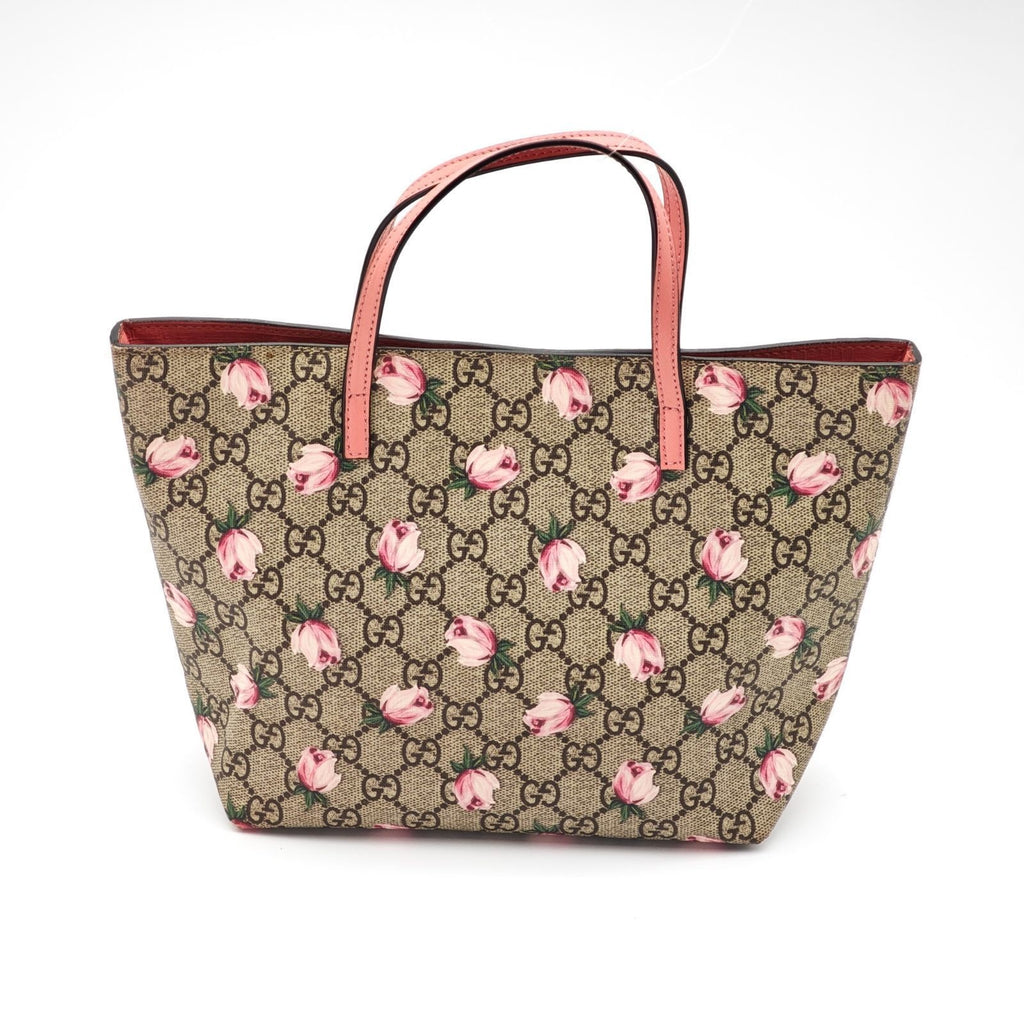 Gucci Flower Tote Bag Floral Pattern Rose Beige Pink — view 2