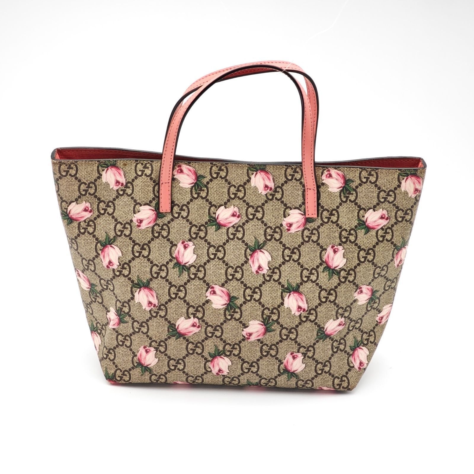 Gucci Flower Tote Bag Floral Pattern Rose Beige Pink — view 2