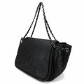 Chanel Shoulder Bag Chain Caviar Leather Black Silver Hardware