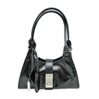 Prada Small Leather Tote Black Hand Silver