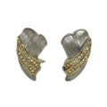 Dior Earrings Silver Gold Clear Rhinestone