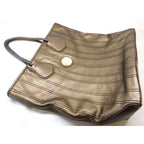 Celine Leather Tote Bronze Color Striped Stitch Logo Plate Shoulder Bag — view 2