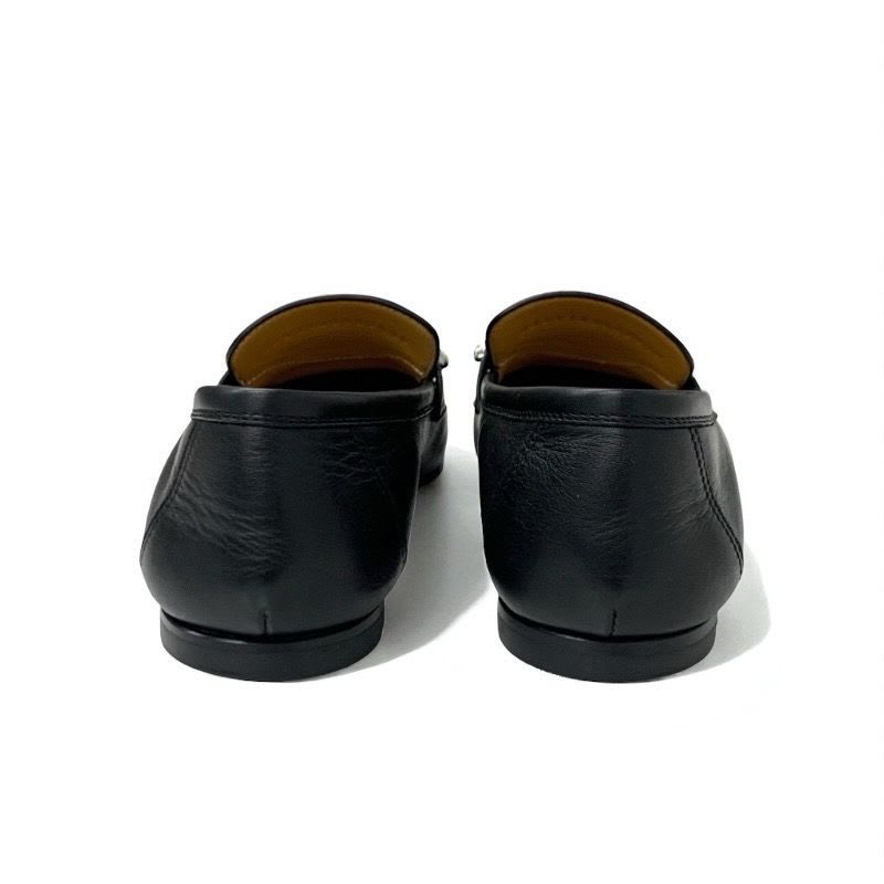 Hermes Colette Loafer Leather Shoes Black Silver Moccasin Flat — view 5