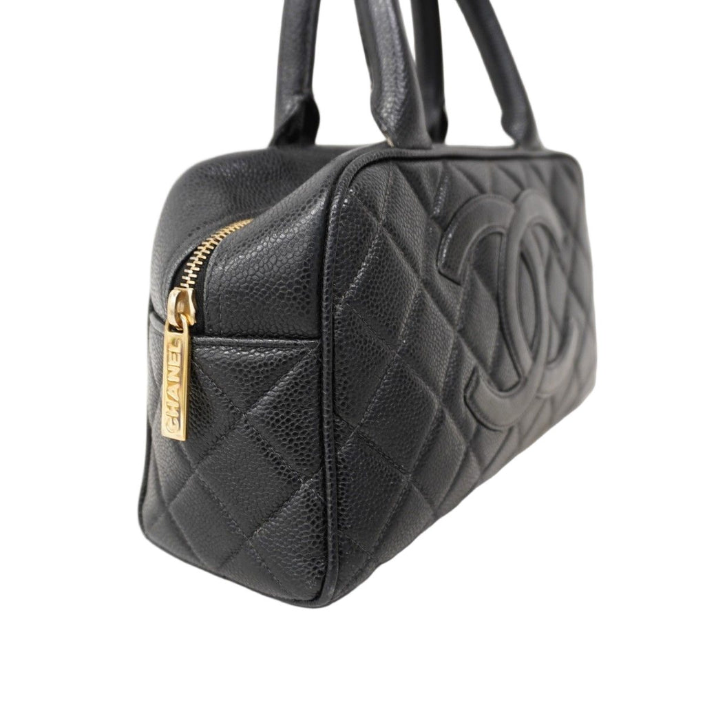 Chanel Handbag Quilted Caviar Leather Black Gold — view 2