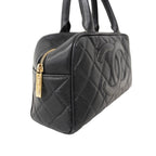 Chanel Handbag Quilted Caviar Leather Black Gold — view 2
