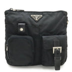 Prada Triangle Logo Belt Bag Waist Pouch Bag Nylon Leather Nero Black Silver