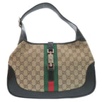 Gucci Jack Line Shoulder Bag 001 GG Canvas Leather Beige