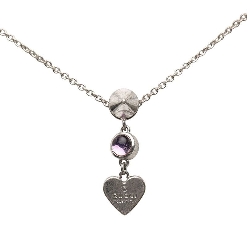 Gucci Heart Studs Pendant Necklace SV 925 Silver — view 2