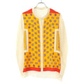 Celine Silk Scarf Knit Cardigan 25 Orange and Ivory XS