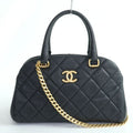 Chanel As3893 Caviar Leather Quilted 2-Way Bow Sling Bag Handbag Black