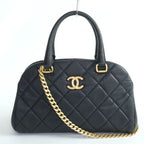 Chanel As3893 Caviar Leather Quilted 2-Way Bow Sling Bag Handbag Black