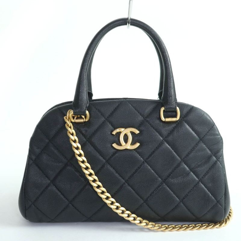 Chanel As3893 Caviar Leather Quilted 2-Way Bow Sling Bag Handbag Black
