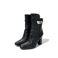 Hermes Boots Short Shoes Leather Black Silver Kelly Hardware