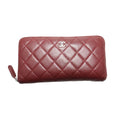 Chanel Quilted Caviar Leather with Silver Zip Around Wallet