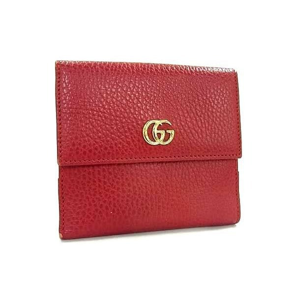 Gucci Wallet GG Marmont Red Leather W Hook Bifold