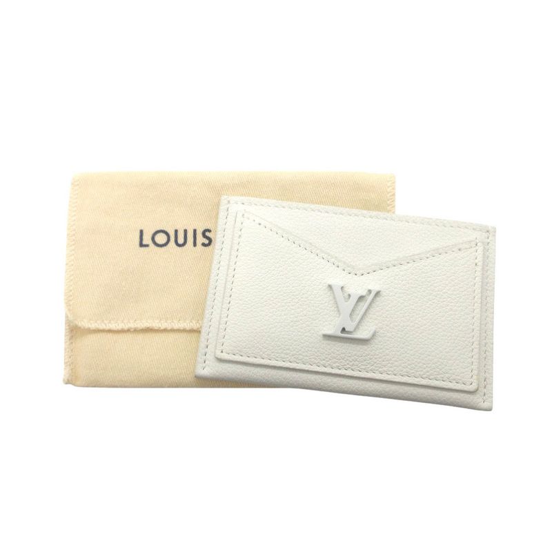 Louis Vuitton Card Holder Lock Me Case Calf Leather White 0371 — view 3