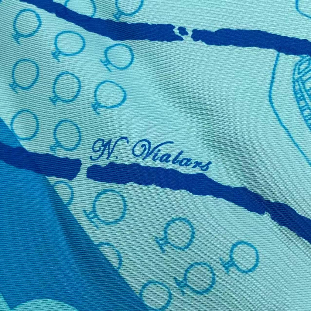 Hermes Carre 90 Silk Scarf de Passage a Paris Blue Box — view 7