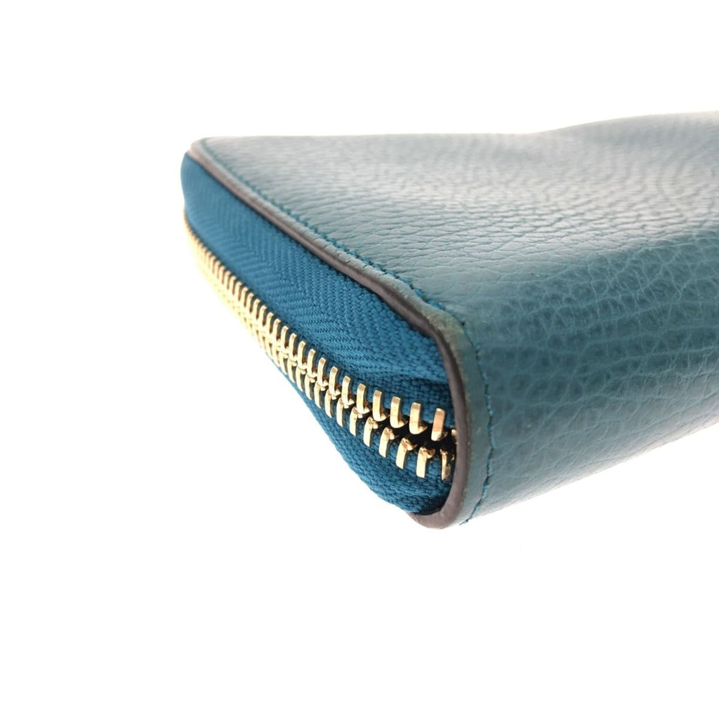 Gucci Outlet Round Zip Long Wallet Interlocking G Blue Green — view 8