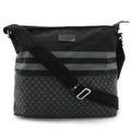 Gucci Diamante Shoulder Bag Crossbody Nylon Leather Black Gray Silver Hardware