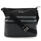 Gucci Diamante Shoulder Bag Crossbody Nylon Leather Black Gray Silver Hardware