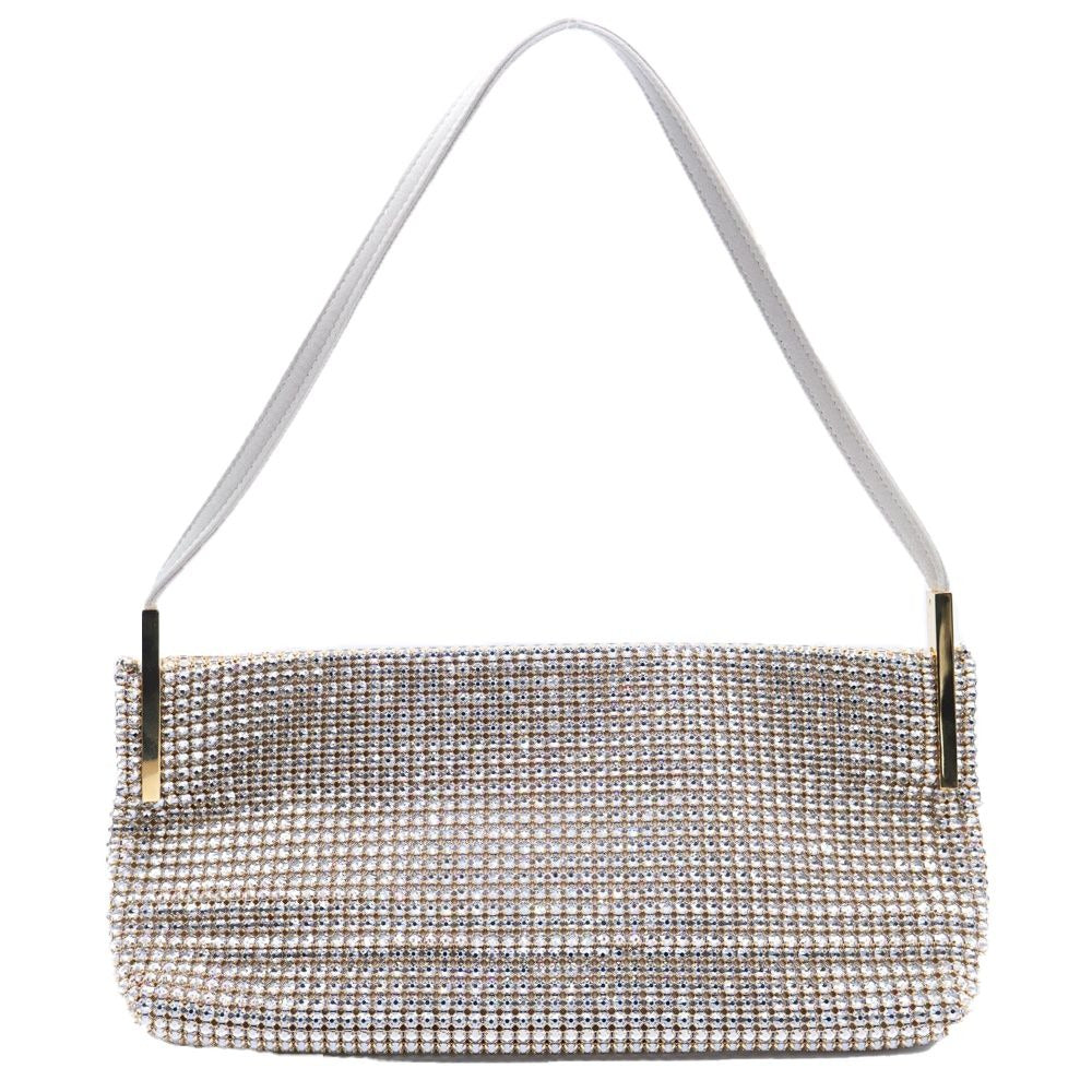 Saint Laurent Yves Suzanne Pave Crystal Satin Leather Shoulder Bag